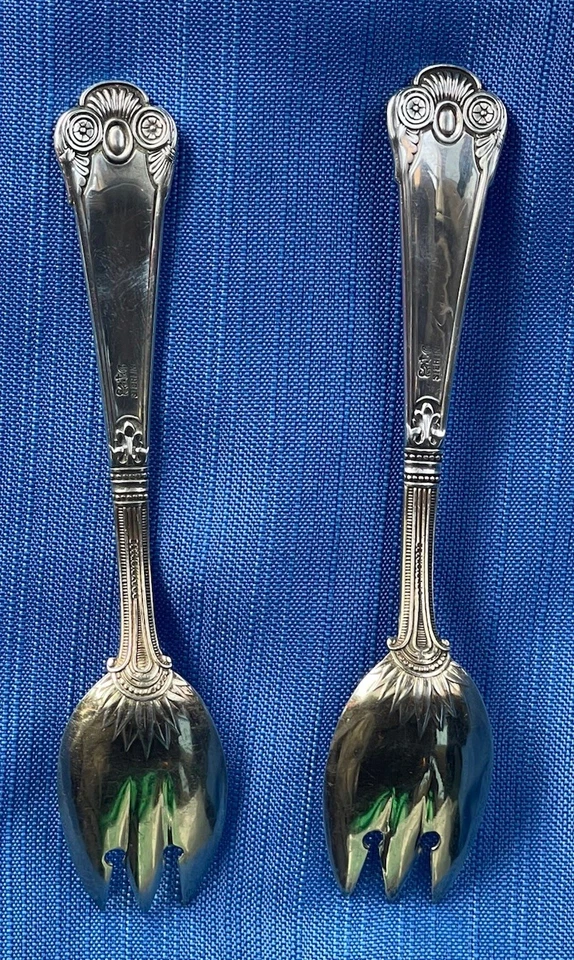 Rare Gorham Cluny Sterling Silver Ice Cream Fork – 5″ Gold Wash Bright-Cut - Image 2 of 4