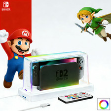 Adjustable RGB Dust Cover,Acrylic Display Dock Cover for Nintendo Switch 2