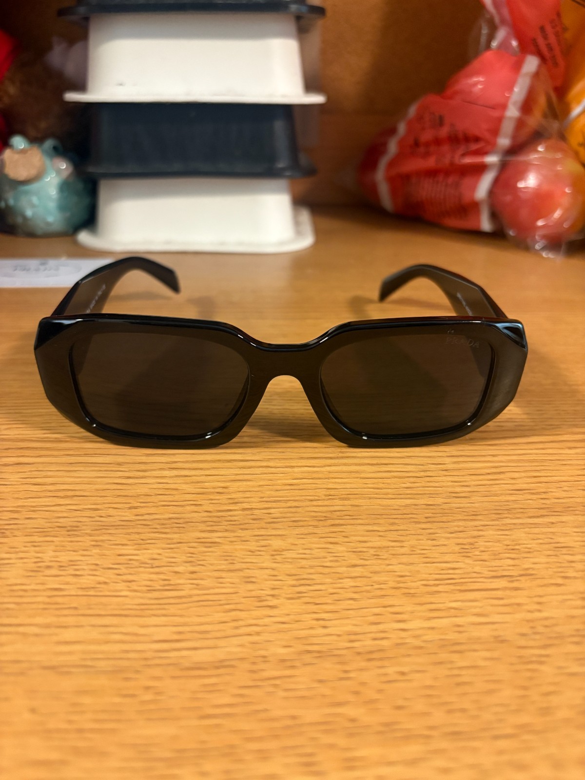 Prada PR 17WS Sunglasses Black Acetate Square Frame Authentic thumbnail 2