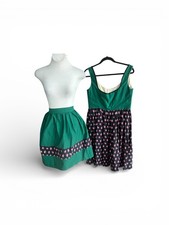 Vintage Dirndl Handmade German Oktoberfest Dress Green With Apron