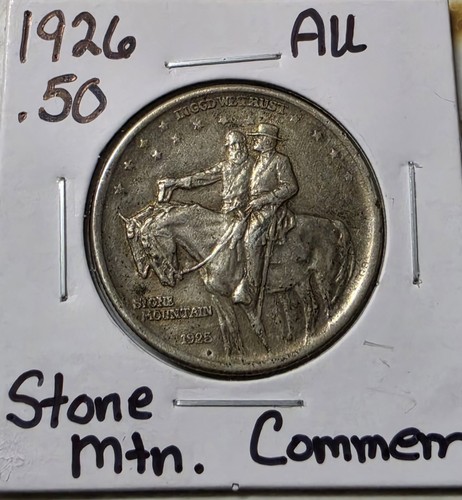 1926 Silver Stone Mountain Commemorative Half Dollar AU Natural Toning