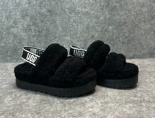 UGG Oh Fluffita platform slide slipper in black sheepskin