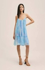 Mango Ruffled Chiffon Dress in Turquoise size 4
