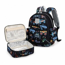 Toddler Backpack for Boys Girls with Lunch Box, 12" H Kids Backpacks and Lunc...