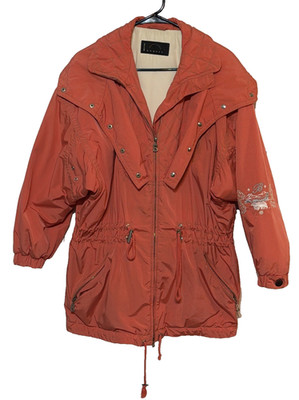 Vintage Bogner Hooded Ski Jacket Women s Size Large Salmon Orange Made in USA