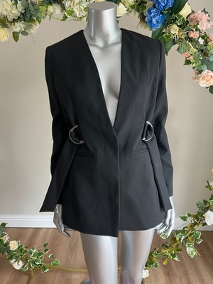 TED BAKER Blazer Jacke Tailored Damen TB 2 UK 10 Bepa schwarz seitliche Schnallendetail