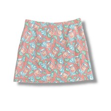 Vineyard Vines Pink Cocktail Print A-Line Skirt Size 8 Cotton Stretch