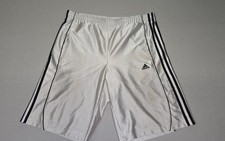 adidas Men White Black Athletic Shorts Elastic Waist Drawstring Pockets Sz L A25