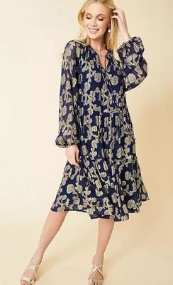 Kaleidoscope Jacquard Vestido Túnica Azul Marino (fmn16-2) - Imagen 1 de 2