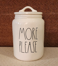 Rae Dunn MORE PLEASE Large Canister Jar Artisan Collection Very Nice