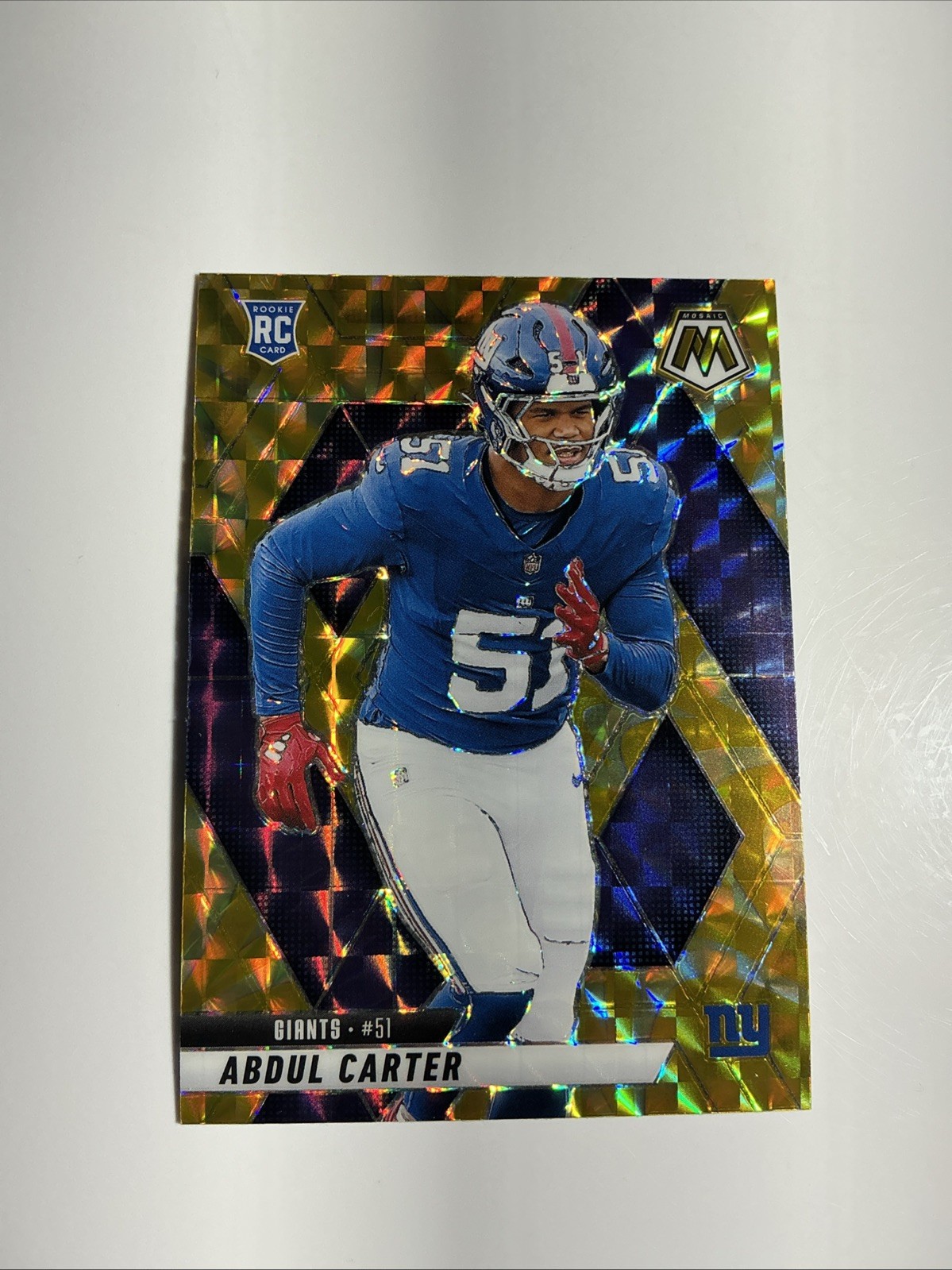 2025 Panini Mosaic #317 Abdul Carter Mosaic Reactive Yellow New York Giants NFL