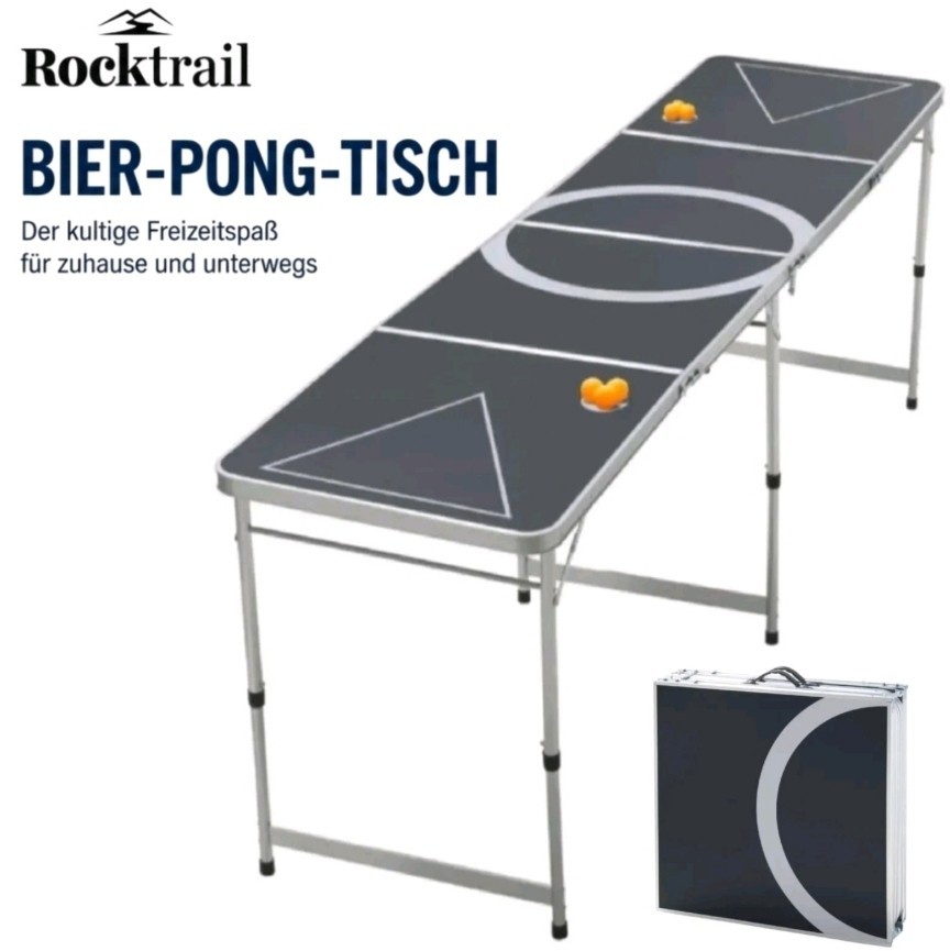 Rocktrail Aluminium Bier Pong Tisch Bierpongtisch Zusammenklappbar Spieltisch