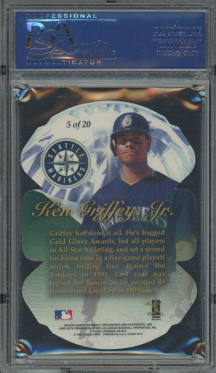 KEN GRIFFEY JR. PSA 10 1997 FLAIR SHOWCASE #5 DIAMOND CUTS DIE-CUT GEM MINT view 2