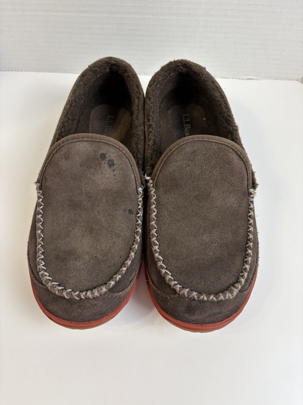 SAOLA L.L. Pantofole uomo Bean taglia 7 marroni scamosciate foderate in pile suola in gomma antiscivolo