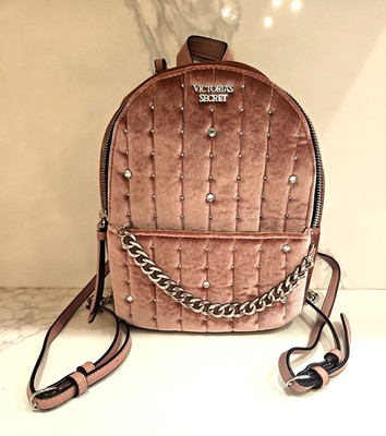 New Victoria's SecretSmall Velvet Stud City Backpack Pink