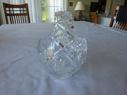 Cesta de cristal de corte pesado vintage sin marca, 8 pulgadas de alto - Imagen 2 de 8