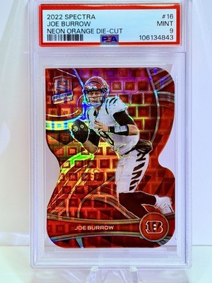 Panini 2022 Spectra Joe Burrow Neon Orange Die-Cut 9/15 PSA 9 SSP - Jersey #