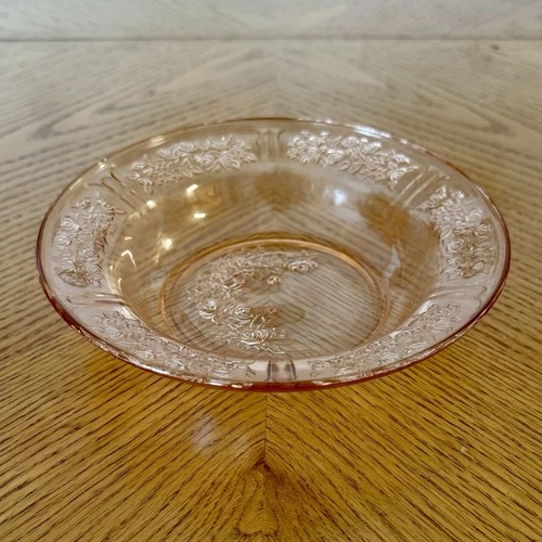 Rose Of Sharon-Pink      Flat Soup Bowl     Depression Glass - 5