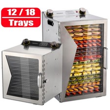 12 / 18 Tray 800W Food Dehydrator Machine Commercial Dryer 304 Stainless Steel