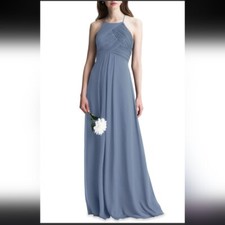LEVKOFF 7001 Blue Bridesmaides Flowy Maxi Dress sz 2