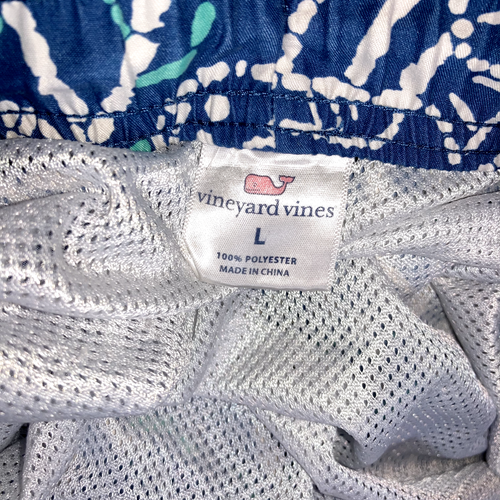 Vineyard Vines Swim Trunks Mesh Lined Pockets Fish Blue Sz L 36 waist - Picture 8 of 8