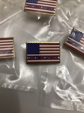 (5) US Flag Pins Lot God Bless America MADE IN THE USA Lapel Hat Tie 4th of july