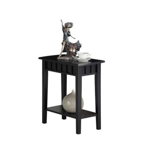 Convenience Concepts End Table 24"x12" Slightly Curved Edges Wood Black w/ Shelf - Picture 4 of 5