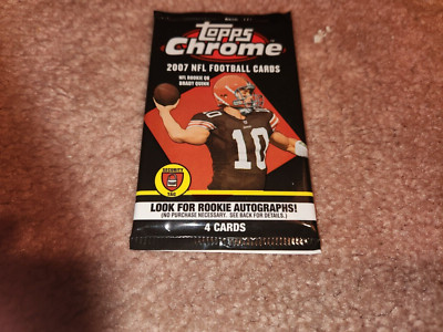 2007 TOPPS CHROME FOOTBALL CARD PACK ROOKIE-REFRACTOR BRADY AUTO+FREE BRADY CARD