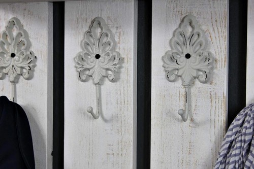 Shabby Vintage Madera Casa de Campo Armario de Salón Estante Perchero Blanco - Imagen 4 de 9