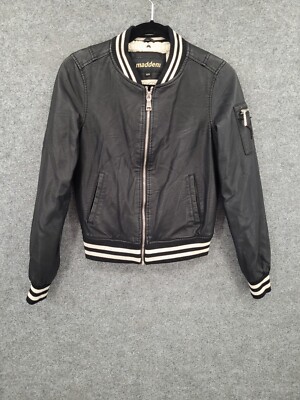 Madden NYC Vegan Leather Varsity Jacket Womens XS Full Zip