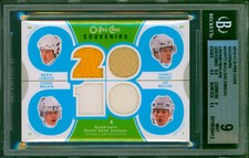 2010-11 O-Pee-Chee Souvenirs MARIO LEMIEUX SIDNEY CROSBY Quad Jersey OPC BGS 9