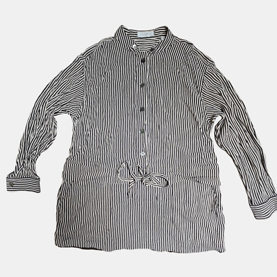 Equipment Femme Lizza Long Sleeve Striped Tunic Top S R Tie Waist Rework