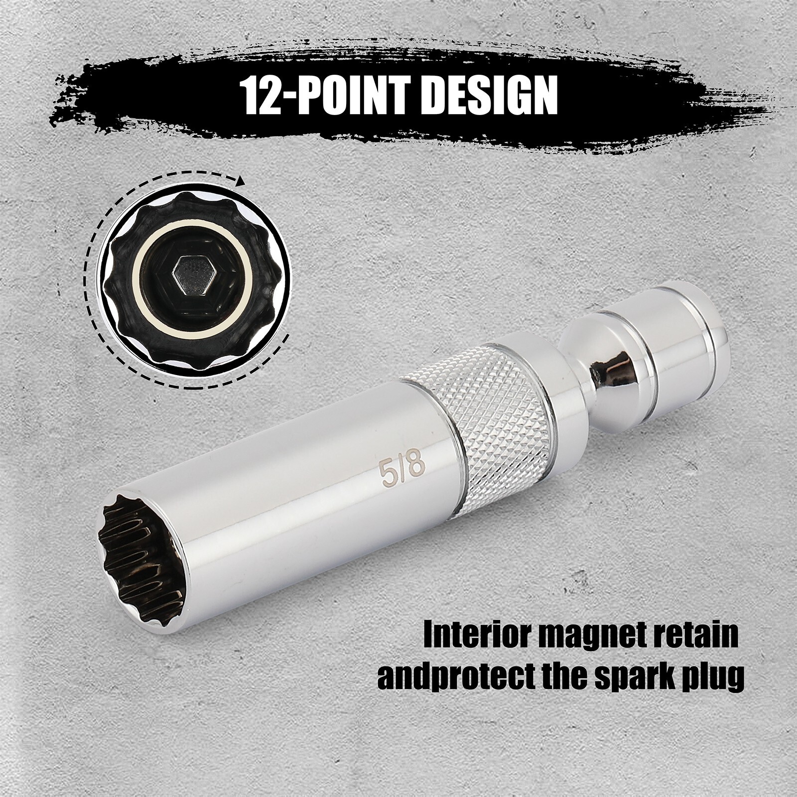 3/8 Drive Swivel Magnetic Spark Plug Socket Set, 3 PCS 12 PT 5/8 Extension Set