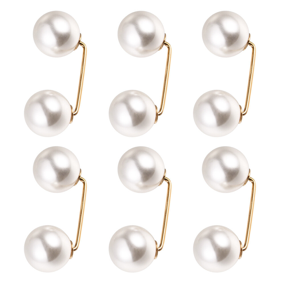 6-Piece Faux Pearl Brooch Pins for Shawls Collars and Skirts