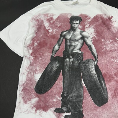 vintage 90s HERB RITTS Fred With Tires SHIRT XL art photography man Weber RARE