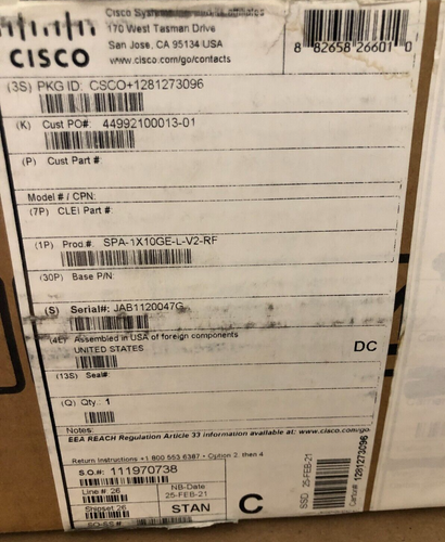 CISCO SPA-1X10GE-L-V2 1-Port 10 Gigabit Ethernet Shared Port Adapter / REMAN - Picture 2 of 5