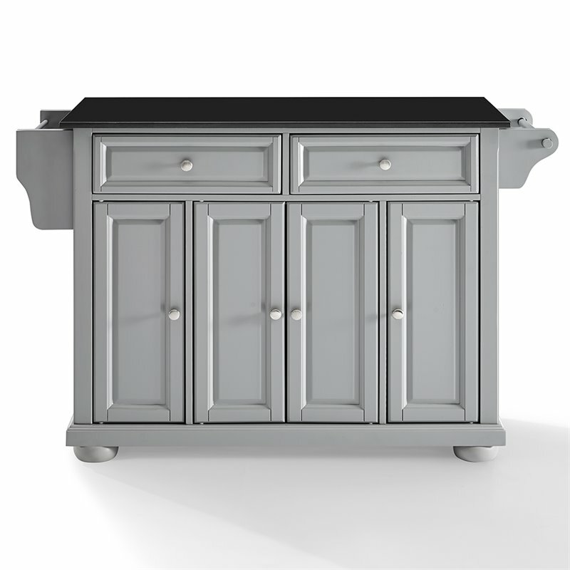 Crosley Alexandria Black Granite Top Kitchen Island in Vintage Gray