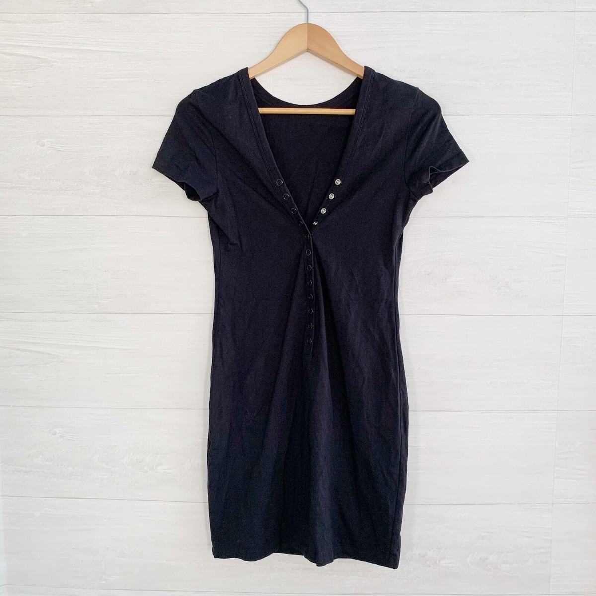 t: Alexander Wang - Black stretch t-shirt dress snap back, S | eBay