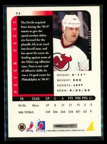 Vintage 1997 PINNACLE ORIGINAL AUTOGRAPH Hockey Card #94 Vintage 1997 PINNACLE ORIGINAL AUTOGRAPH Hockey Card #94