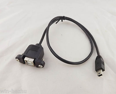 Mini USB 5 Pin Male To USB 2.0 B Female Socket Printer Panel Mount Cable 1.5ft