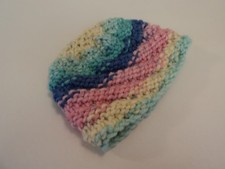 Handcrafted Baby Hat Pink Blue Yellow Textured 100% Acrylic Female Kids 0-1