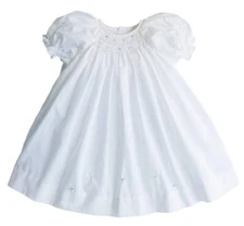 Petit Ami White Smocked Dress w/Pastel Rosettes NWT NB, 3m, 6m, 9m