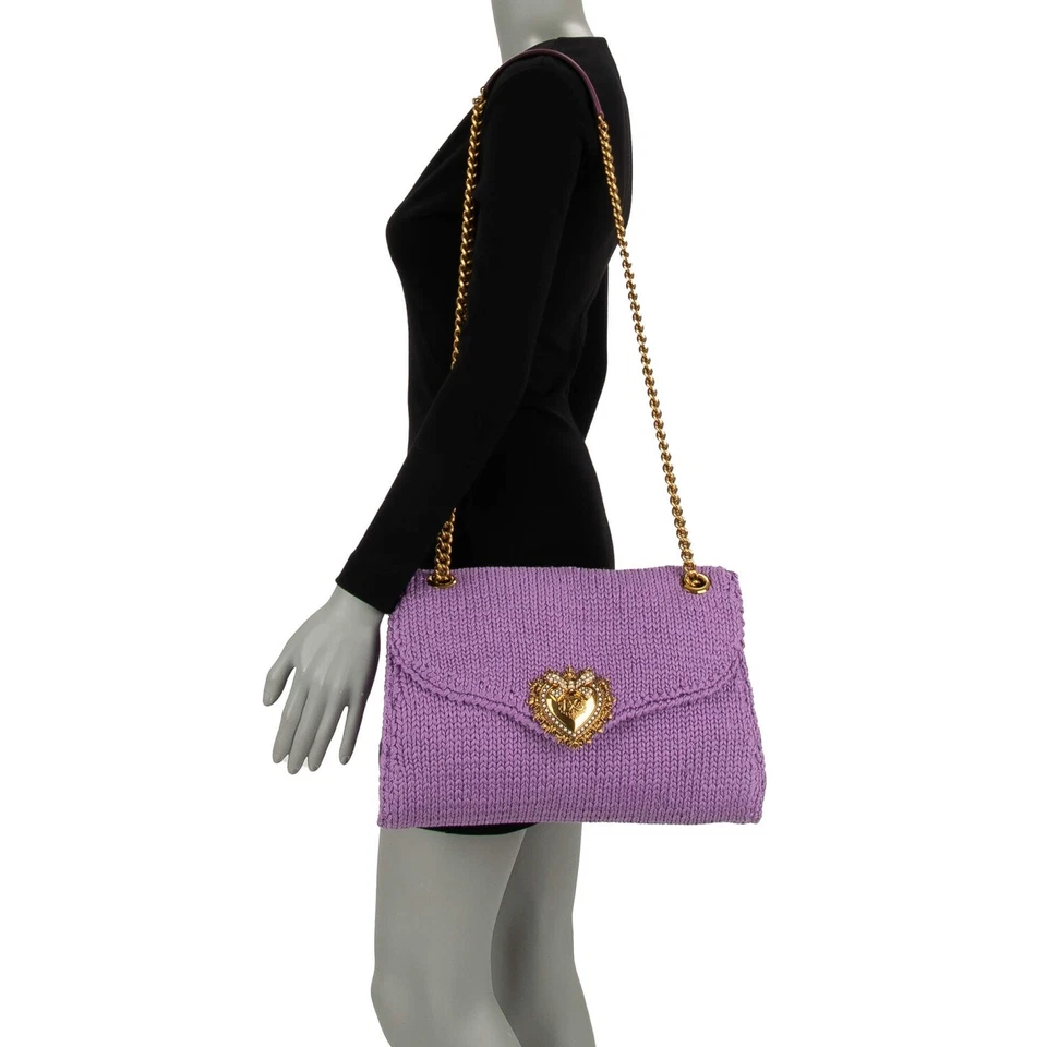 Bolso Bandolera DOLCE & GABBANA Crochet Tejido DEVOCIÓN Grande Púrpura Foto 2 de 4