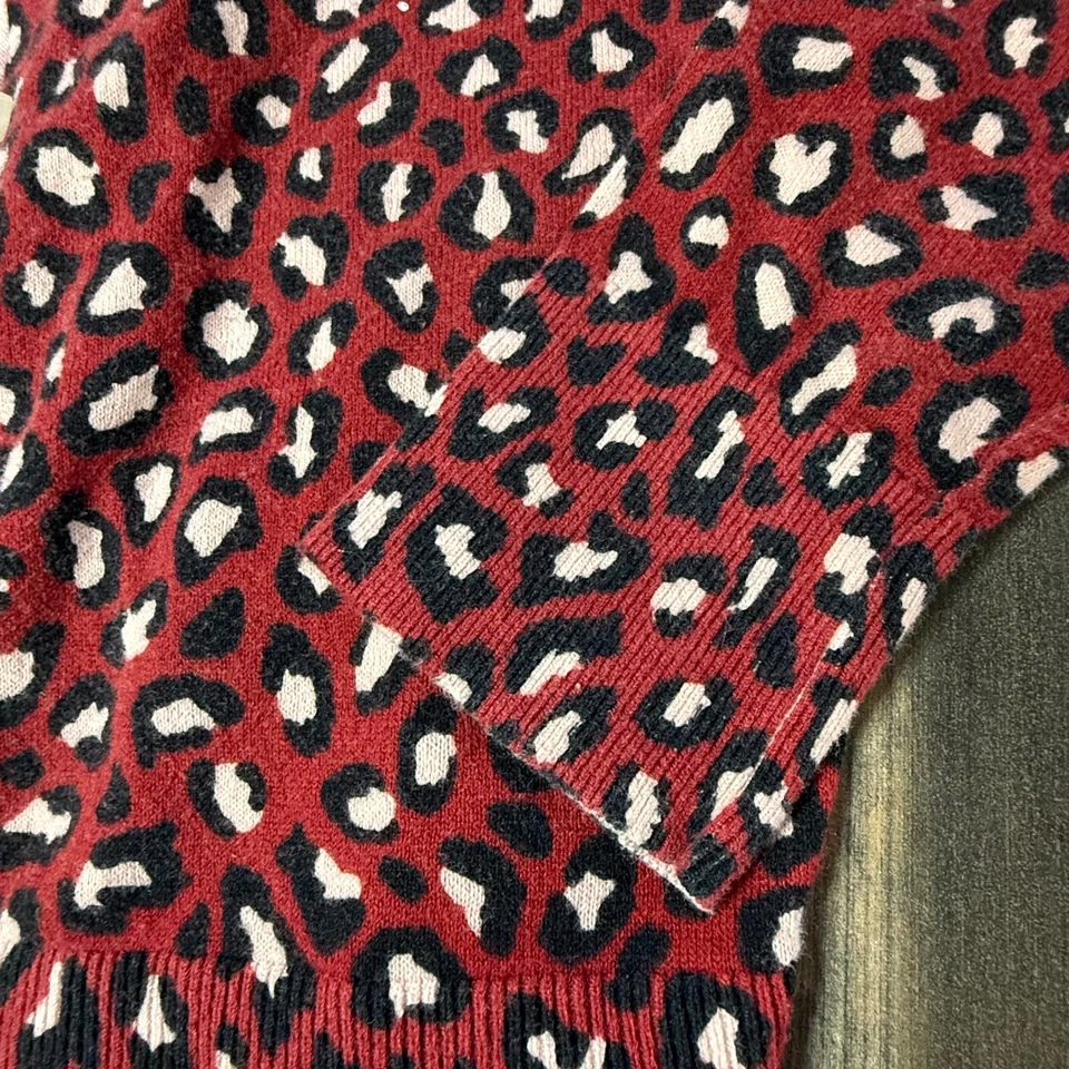 Cárdigan Suéter Estampado Leopardo Azul Marino Antiguo Botón Frontal Rojo Negro Blanco L Foto 3 de 4