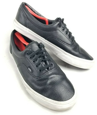 black leather perforated vans