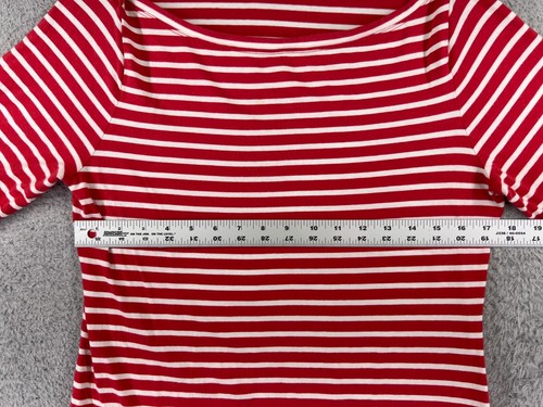 Tommy Hilfiger Shirt Girls Large Red White Stripe Boat Neck Short Sleeve - Picture 8 of 14