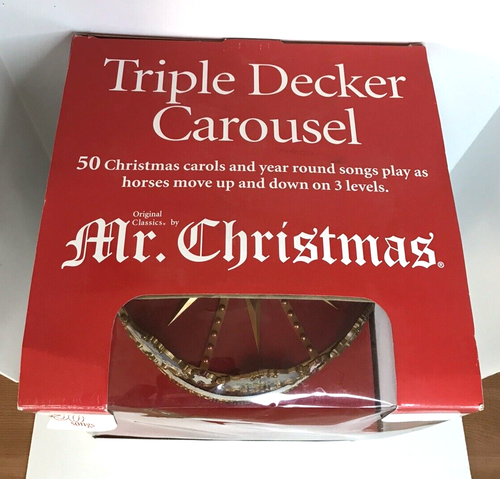 Mr Christmas Triple Decker Carousel - Repair or Parts - Needs Drive Pinion Gear - Picture 3 of 6
