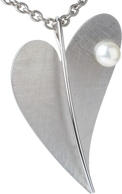 Ernstes Design Anhänger AN214 Herz aus Edelstahl Perle massiv  58 mm mattiert