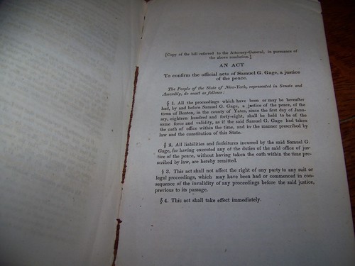 1848 BENTON NY JUEZ DE PAZ SAMUEL MEDIDOR LEY DOCUMENTO LEGAL - Imagen 2 de 2