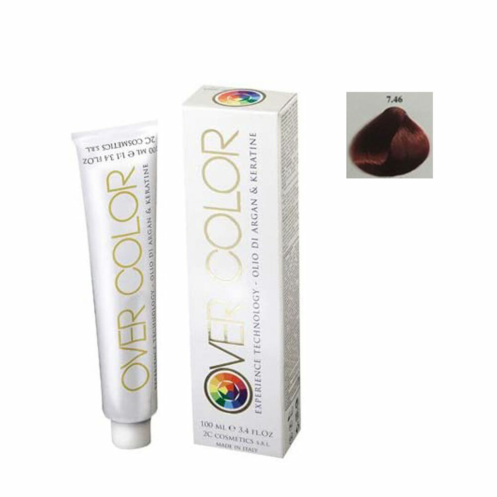 Over Color 7/46 Biondo Ramato Rosso 100 ml - Tintura Professionale Permanente